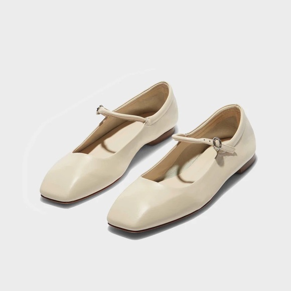 Aeyde Shoes - Aeyde 41 Uma White Creamy Nappa Leather Mary Jane Flats